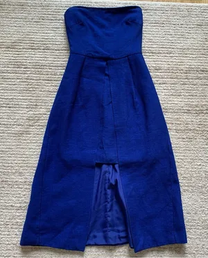 C/MEO Collective Wake Me Strapless Midi Dress Royal Blue Size Small thumbnail 1