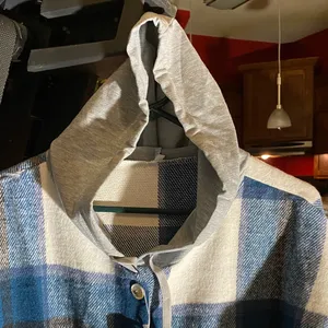 Blue and White Plaid Women's Hoodie thumbnail 8