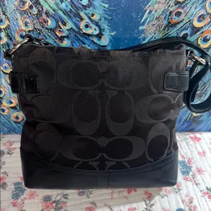 Vintage Coach Sateen Monogram and Leather/Silver Chain Shoulder/Crossbody Bag thumbnail 7