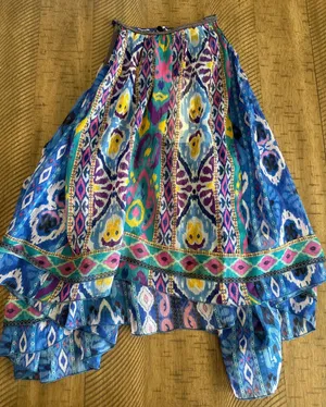 NWT Zara Boho Printed Halter Top - Beaded‎ Neckline & Tiered Ruffle Hem - XS thumbnail 1