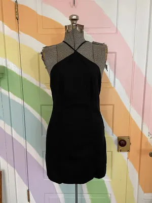 Urban Outfitters Riley Y-Neck Linen Blend Mini Dress Sz S 💚🎀 thumbnail 3