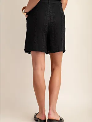 Boutique Black Embroidered Lace Shorts Lined Boho Chic thumbnail 6