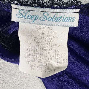 Sleep Solutions Purple Paisley Jacquard Lace Trim Camisole Top Women Small VTG thumbnail 7