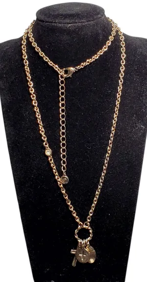 Cato C 1946 Serenity Prayer Necklace 34" Religion Spiritual Cross Rhinestone thumbnail 1