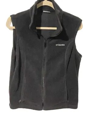 Columbia Size Large Black‎ Fleece Full Zip Sleeveless Vest Outerwear thumbnail 1