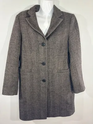 Lauren Ralph Lauren Herringbone Wool‎ Blend Coat Women's Size 6 Preppy Cozy thumbnail 1