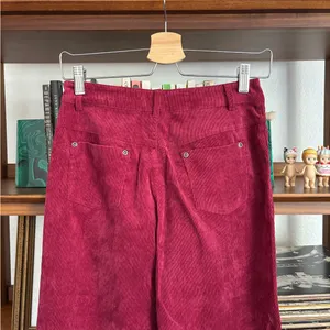 Free People Burgundy Corduroy Wide-Leg Pants thumbnail 4