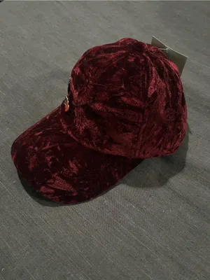 Crushed Velvet Burgundy Baseball Cap with Heart Pins thumbnail 3