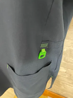 Carhartt Scrub Navy Top with Bright Green Trim thumbnail 2