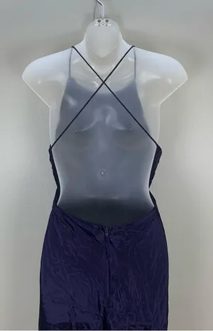 Zum Zum Purple Velvet Detail Criss Cross Open Back Prom Dress Gown size 11 / 12 thumbnail 5