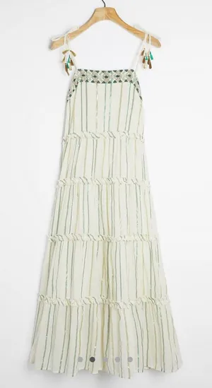 Anthropologie Safa Tiered Shimmer‎ Midi dress size Small thumbnail 1