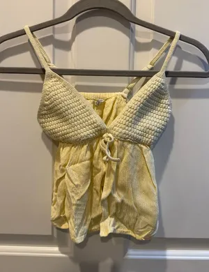 Garage Yellow Crochet Bustier Tank Top thumbnail 1