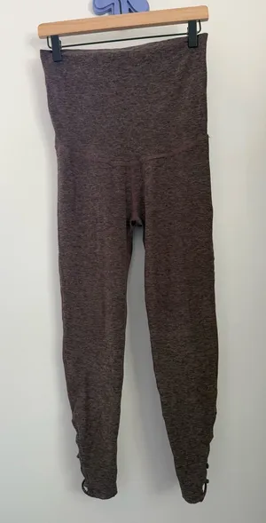 Beyond The Bump Large Spacedye Leggings Criss Cross Hem Heather Plum thumbnail 1