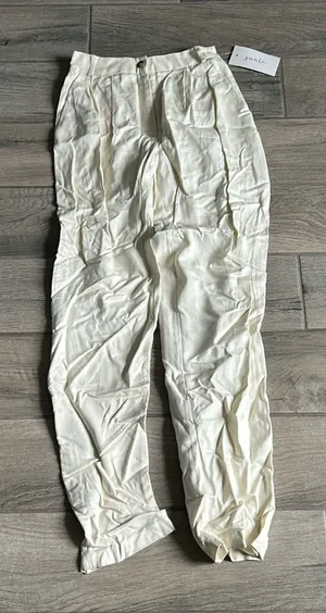 Cream pleated trousers thumbnail 1