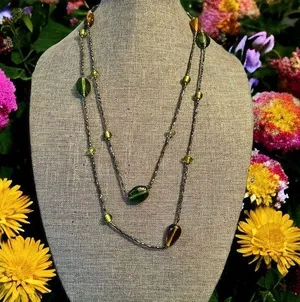 Vintage long glass bead necklace thumbnail 1