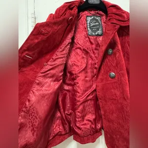 2000s Guess red suede leather jacket size medium rare Y2K thumbnail 8