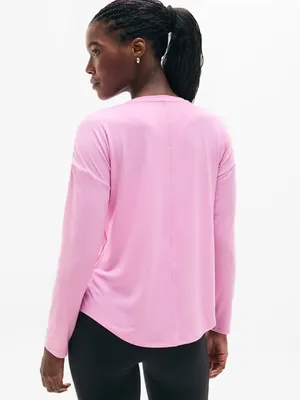 New Athleta M Move With Ease Long Sleeve Top Waterlily Pink Medium Regular thumbnail 3