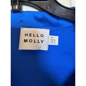 Hello Molly Love New Love Blue Satin Long Sleeve Tie‎ Front Mini Dress XS US 2 thumbnail 5