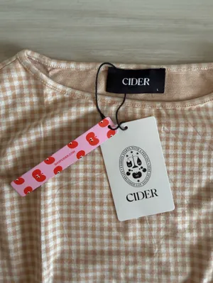 CIDER Gingham Sleeveless Top Tan Large NWT thumbnail 11