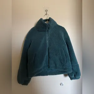 lululemon‎ Cinchable Fleece Zip Up Jacket Sz 6 Green Jasper thumbnail 3
