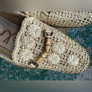 NWOT Sam Edelman Loraine rattan floral bamboo loafers, size 8M thumbnail 4
