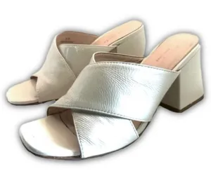 Kate Spade Beige Patent Leather Criss-Cross Vamp Slide Block Heel Shoes (6.5) thumbnail 1