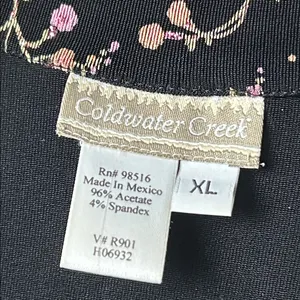 Coldwater Creek Floral Black and Pink Top Size XL thumbnail 4