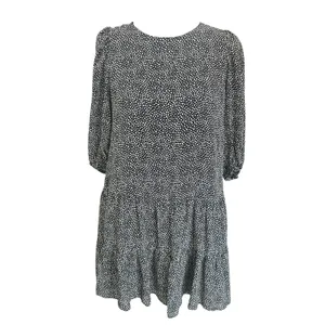 Zara Black White‎ Polka Dot Tiered Ruffle Mini Dress Puff Sleeve Size S thumbnail 2