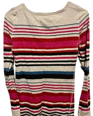 American eagle striped vneck long sleeve shirt size medium thumbnail 3