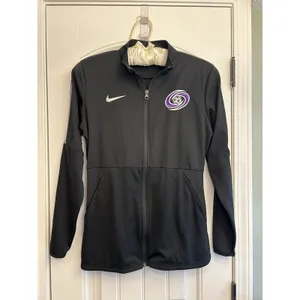 Nike Women’s M Black Dri-FIT Full Zip Soccer Track Jacket Embroidered Mock Neck thumbnail 10