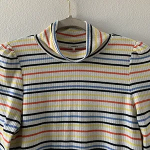 Free People Womens Size Small Multicolor Stripe Ribbed Mock Neck L/S Top Blouse thumbnail 2