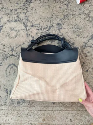 Lia Numa Italian Raffia Leather Saddle Bag Purse thumbnail 2
