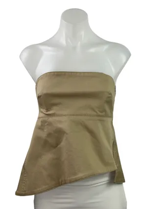 Zara Womens Brown Sleeveless Strapless Zip Peplum Tank Tube Blouse Top Size S thumbnail 1