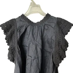 Ulla Johnson Handmade Kai Ramie black flounce Goth feminine blouse 10 thumbnail 6