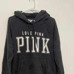 VS PINK VICTORIA'S SECRET Perfect Pullover Black White Logo Hoodie Sweatshirt M thumbnail 3