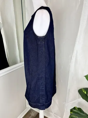 Madewell Denim Shift Dress Womens Size 2 100% Cotton Sleeveless Blue Midi thumbnail 6