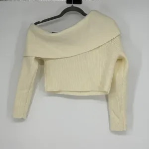 Remi x Revolve Off Shoulder Sweater Crop Ivory‎ Medium Ribbed Knit Soft Girl thumbnail 3