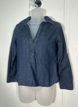 Talbots Denim 3/4 Sleeve Top Size Small Petite EUC thumbnail 1