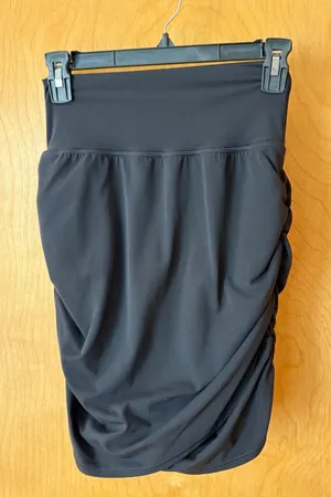 Athleta Transcend Skort Women Small Black Ruched Draped Athletic Skirt thumbnail 1