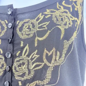 Free People Metallic Embroidered Mini Dress 4 Festival Whimsigoth Boho Black thumbnail 4