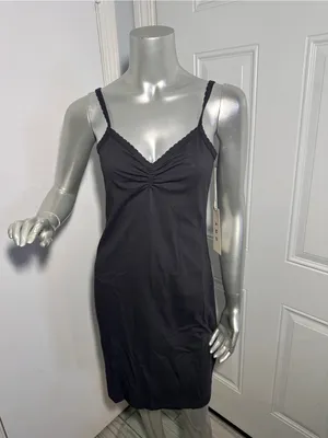 AMO Scallop Cami Sleeveless Short Dress Vintage Black New Cotton S thumbnail 2