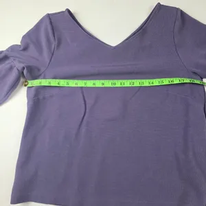 Ann Taylor -1687- 3/4 Bell Sleeve V-neck Purple Top Women's Large‎ thumbnail 6
