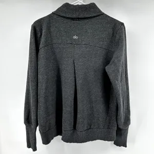 Alo Haze Sweatshirt Funnel Neck Pullover Thumbholes Charcoal Heather M thumbnail 4