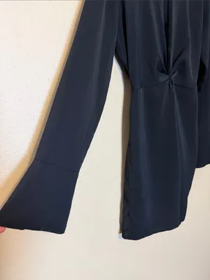 Abercrombie & Fitch Knot-Front Shirt Dress black‎ twist Size XXS Tall thumbnail 3