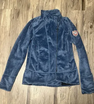 Irideon Riding Wear Plush Fleece Jacket Womens Small Slate Blue Asymmetric Zip thumbnail 1