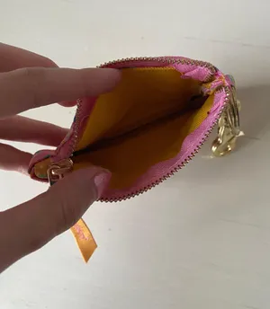 Simply Southern pink and orange peach fruit print gold tone key ring / ID wallet thumbnail 8