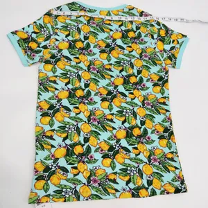 Vera Bradley Pajama Shirt Womens S Blue Yellow Lemon Grove Ribbed Cotton Tee NEW thumbnail 7