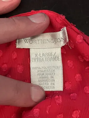 Worthington Shirt Womens XL Pink Flutter Sleeve Swiss Dot Square Neck Blouse thumbnail 6