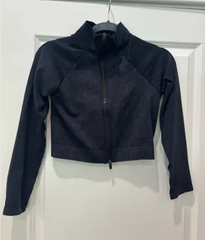 Mono B cropped black striped jacket thumbnail 1