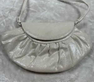 Stuart Weitzman Shimmery Cream Pleated shoulder bag thumbnail 1